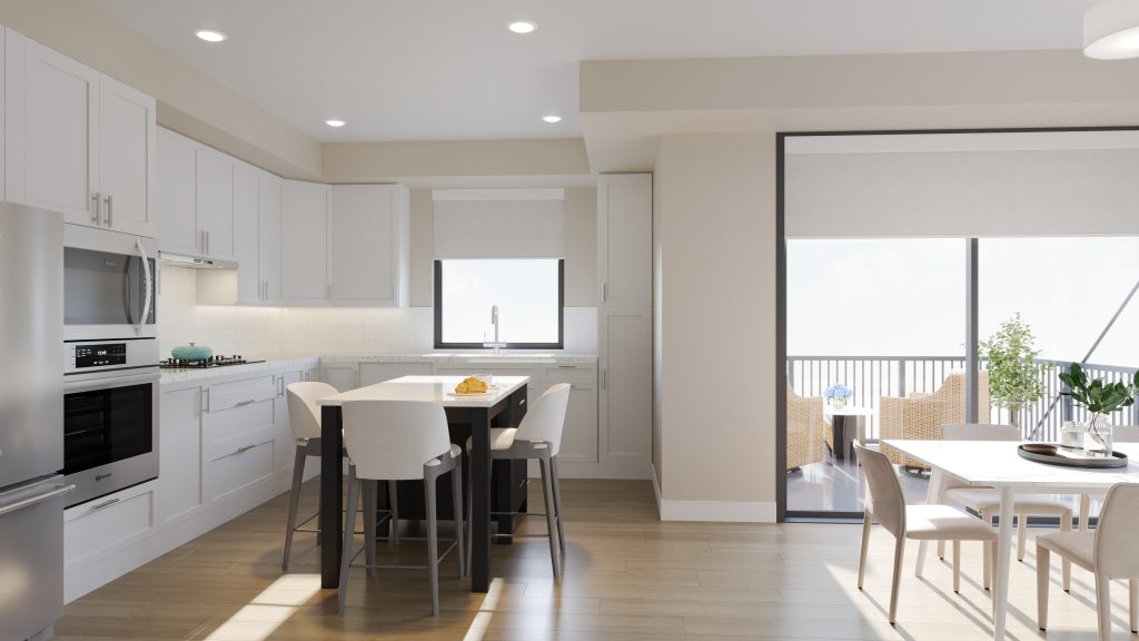 kitchen and dining room with outdoor terrace